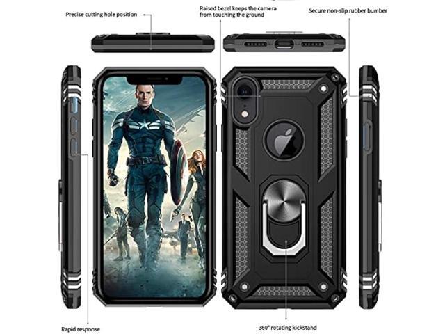 LeYi for iPhone XR Case, iPhone XR Case with Stand and [2PCS] Tempered Glass Screen Protector for Men, Heavy Duty Protective Hard Case with Metal...