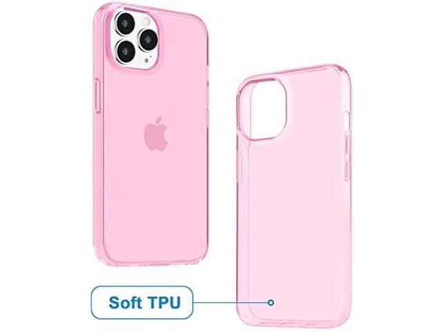 JJGoo Compatible with iPhone 13 Pro Max Case Clear, Transparent Soft Shockproof Protective Slim Thin Bumper Cover Phone Case, Pink