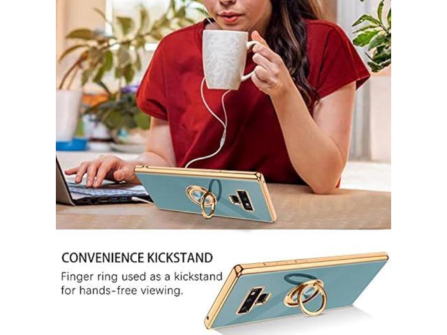 DUEDUE for Samsung Galaxy Note 9 Case with Ring Holder Kickstand 360 Degree Rotation Magnetic Car Finger Soft TPU Slim Cover Shockproof Protective...