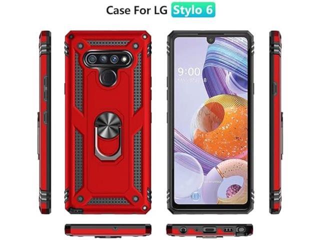 Yiakeng for LG Stylo 6 Phone Case, Stylo 6 Phone Case with Screen Protector, Military Grade Protective Cases with Ring for LG Stylo 6 (Red)