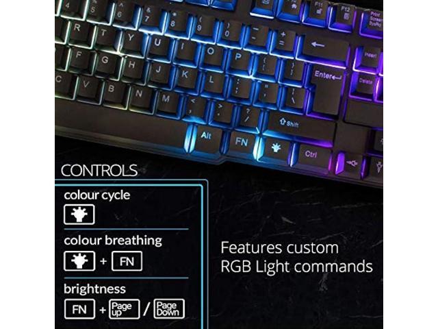 Orzly Gaming Keyboard RGB USB Wired Rainbow Keyboards Designed for PC Gamers, PS4, PS5, Laptop, Xbox, Nintendo Switch, RX-250 Hornet Edition...
