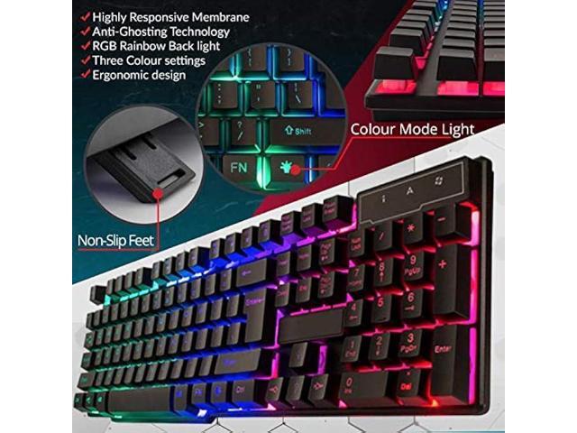 Orzly Gaming Keyboard RGB USB Wired Rainbow Keyboards Designed for PC Gamers, PS4, PS5, Laptop, Xbox, Nintendo Switch, RX-250 Hornet Edition...