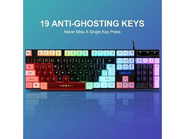 CHONCHOW Gaming Keyboard and Mouse Combo,USB Wired 104-Keys Full Size Light Up Keyboard Mic 3600DPI Rainbow Backlit Mechanical Feeling Compatible...