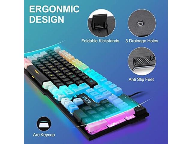 CHONCHOW Gaming Keyboard and Mouse Combo,USB Wired 104-Keys Full Size Light Up Keyboard Mic 3600DPI Rainbow Backlit Mechanical Feeling Compatible...