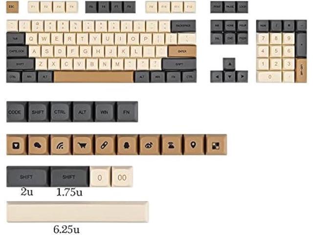 Guffercty kred XDA Profile Keycaps 125 Retro PBT Key Cap Cover Set Dye Sublimation ANSI US Layout for Cherry Mx Switch Mechanical Keyboard (XDA/Ember)