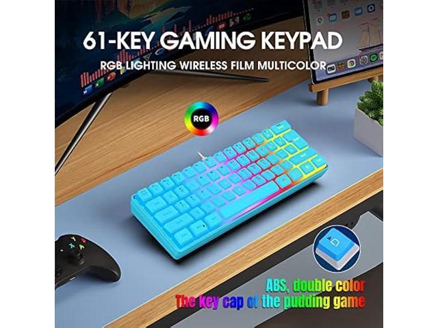 DGG 60% Wired Gaming Keyboard, Pudding Keycaps with Translucent Layer, RGB Backlit Ultra-Compact Small Keyboard, Waterproof Mini Compact 61 Keys...