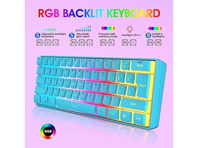 DGG 60% Wired Gaming Keyboard, Pudding Keycaps with Translucent Layer, RGB Backlit Ultra-Compact Small Keyboard, Waterproof Mini Compact 61 Keys...