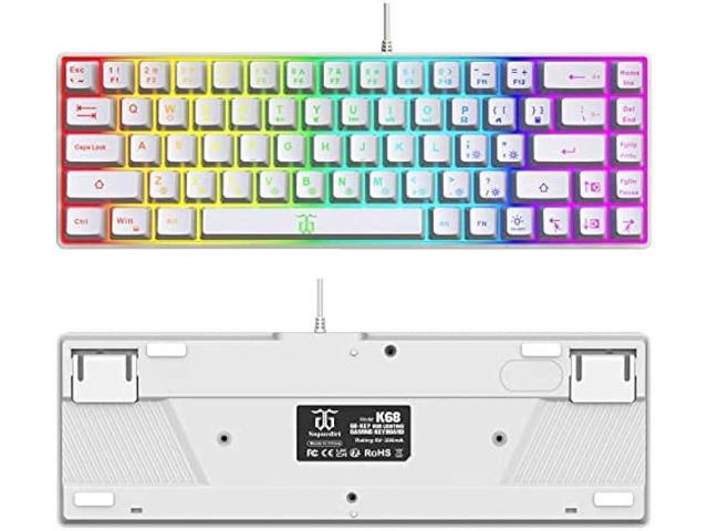 Snpurdiri 60% Percent Gaming Keyboard, Ergonomic Small Mini Gaming Keyboard, Compact RGB Backlit Keyboard for Windows, PC, Laptop, Gaming (68 Keys,...