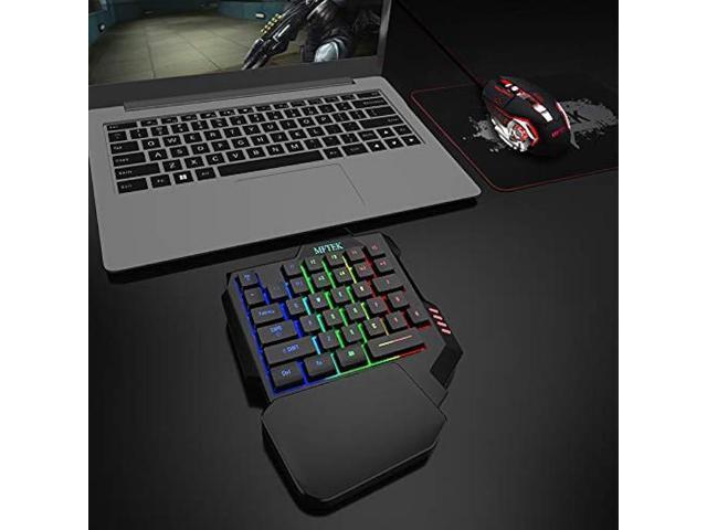 MFTEK One Hand Gaming Keyboard and Mouse Combo, RGB Rainbow Backlit One-Handed Mechanical Feeling Keyboard with Wrist Rest Support, USB Wired...