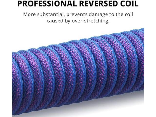 GUNMJO Pro Custom Coiled USB C Cable for Gaming Keyboard, Double-Sleeved Mechanical Keyboard Cable with Detachable Metal Aviator, 1.5M USB-C to...