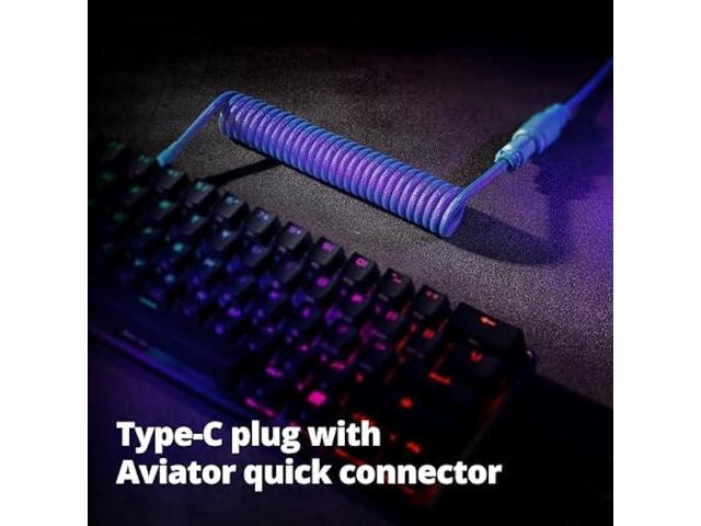 GUNMJO Pro Custom Coiled USB C Cable for Gaming Keyboard, Double-Sleeved Mechanical Keyboard Cable with Detachable Metal Aviator, 1.5M USB-C to...