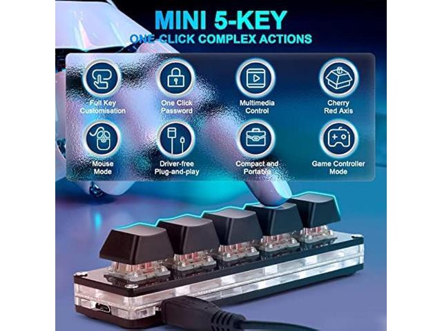 Ecarke Upgrade Black 5 Keys Mini Macro Mechanical Keyboard Gaming Keypad Hot Swap Game Keyboards USB Data Cable for Windows Mac OSU HID Standard...
