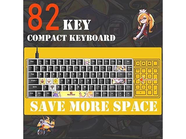 LexonElec Wired Mechanical Gaming Keyboard Hot-Swappable Compact 82 Keys,9 Dye Sublimation Keycaps,White Backlit,Detachable Type-C,Ergonomic for...