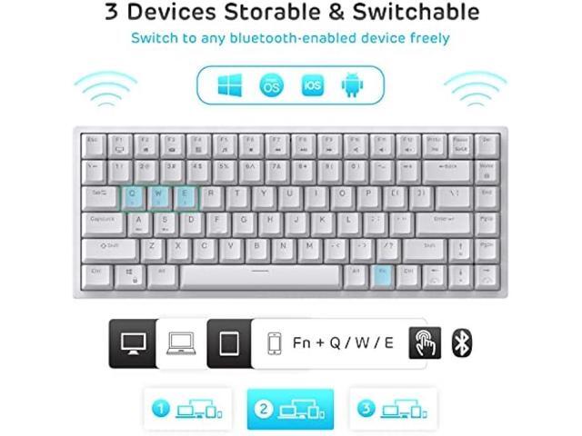 RK ROYAL KLUDGE RK84 Wireless Blue Backlit 75% Triple Mode BT5.0/2.4G/USB-C Hot Swappable Mechanical Keyboard, 84 Keys Tenkeyless Mechanical...