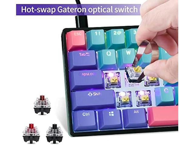 GTSP Gk61 60% Mechanical Keyboard Gaming Custom SK61 Hot Swappable 60 Percent with PBT Keycaps RGB Backlit NKRO Type-C Cable for PS4 (Gateron...