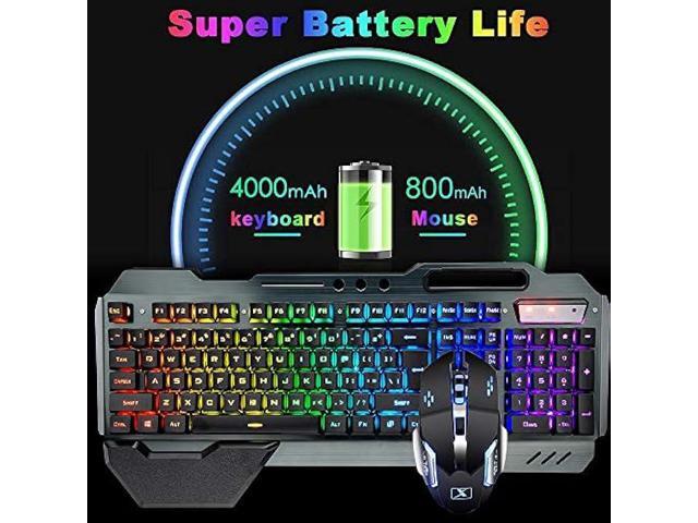 Wireless Gaming Keyboard Mouse Bluetooth Headset Kit with 16 RGB Backlit Rechargeable Battery Metal Mechanical Ergonomic Waterproof Dustproof...