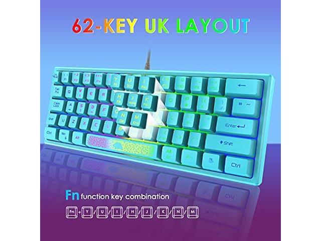 60% Gaming Keyboard and Mouse Combo Rainbow LED Backlit Keyboard with 61 Keys Membrane Mini Portable Ergonomic Design Ultralight Gaming Mouse 6400...