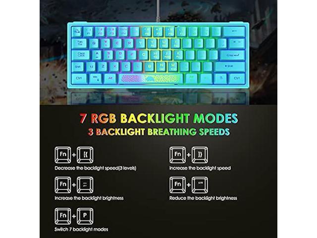 60% Gaming Keyboard and Mouse Combo Rainbow LED Backlit Keyboard with 61 Keys Membrane Mini Portable Ergonomic Design Ultralight Gaming Mouse 6400...