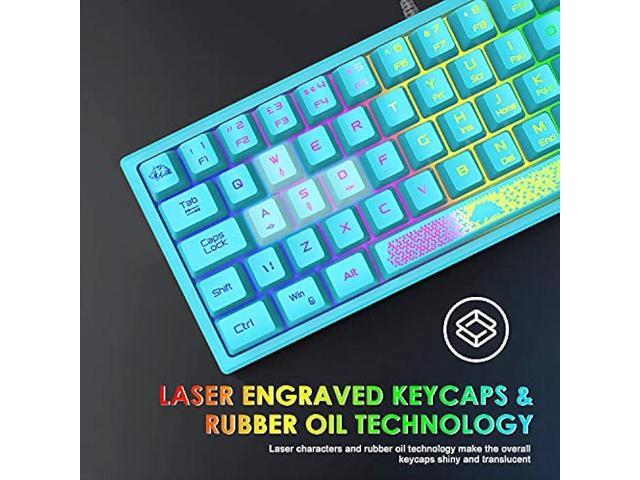 60% Gaming Keyboard and Mouse Combo Rainbow LED Backlit Keyboard with 61 Keys Membrane Mini Portable Ergonomic Design Ultralight Gaming Mouse 6400...