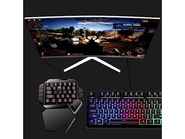 Cakce RGB One Handed Mechanical Gaming Keyboard,Colorful Backlit Professional Gaming Keyboard with Wrist Rest Support,USB Wired Single Hand...