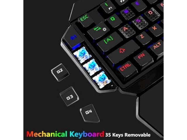 Cakce RGB One Handed Mechanical Gaming Keyboard,Colorful Backlit Professional Gaming Keyboard with Wrist Rest Support,USB Wired Single Hand...
