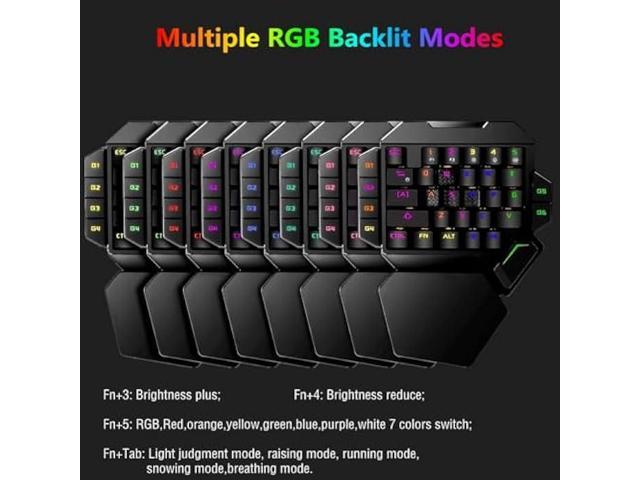 Cakce RGB One Handed Mechanical Gaming Keyboard,Colorful Backlit Professional Gaming Keyboard with Wrist Rest Support,USB Wired Single Hand...