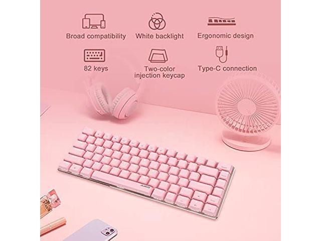 Pink Gaming Keyboard and Mouse,3 in 1 Gaming Set,White LED Backlit Wired Gaming Keyboard,RGB Backlit 6400 DPI Lightweight Gaming Mouse with...