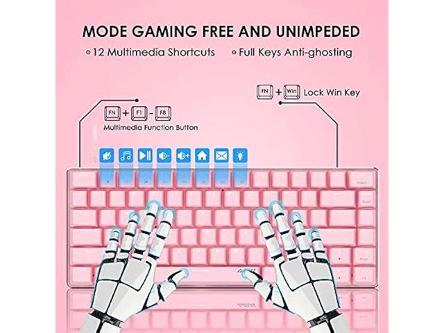 Pink Gaming Keyboard and Mouse,3 in 1 Gaming Set,White LED Backlit Wired Gaming Keyboard,RGB Backlit 6400 DPI Lightweight Gaming Mouse with...