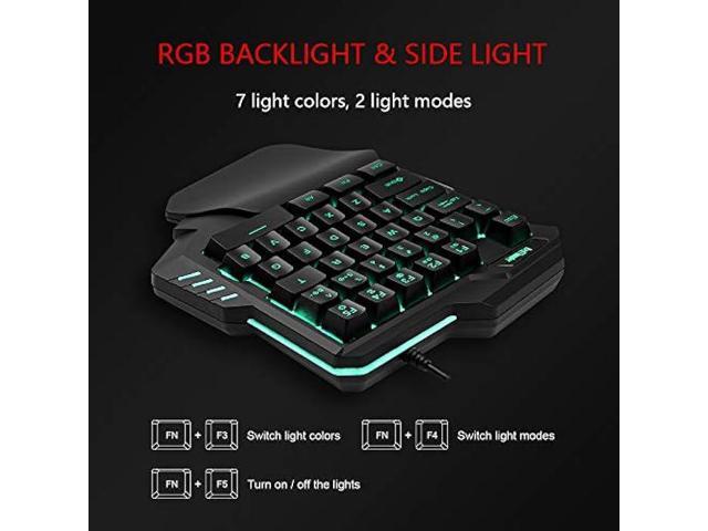 RedThunder One-Handed RGB Gaming Keyboard and Mouse Combo, 35 Keys Mini Gaming Keypad, 6400 DPI Mouse, Portable Game Controller for PC Gamer