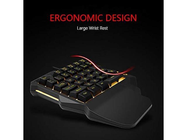 RedThunder One-Handed RGB Gaming Keyboard and Mouse Combo, 35 Keys Mini Gaming Keypad, 6400 DPI Mouse, Portable Game Controller for PC Gamer