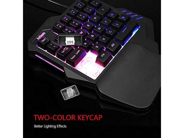 RedThunder One-Handed RGB Gaming Keyboard and Mouse Combo, 35 Keys Mini Gaming Keypad, 6400 DPI Mouse, Portable Game Controller for PC Gamer