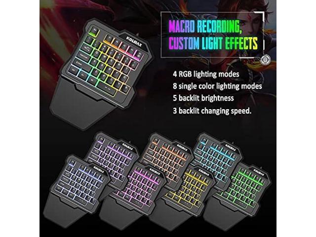 RGB One Handed Gaming Keyboard and Mouse Combo,USB Wired Mechanical Feeling Gaming Keypad with Wrist Rest Support, Gaming Mouse for Laptop PC Xbox...