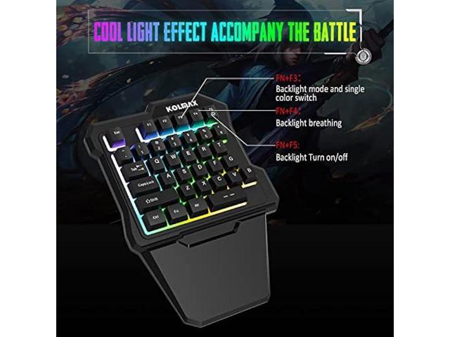 RGB One Handed Gaming Keyboard and Mouse Combo,USB Wired Mechanical Feeling Gaming Keypad with Wrist Rest Support, Gaming Mouse for Laptop PC Xbox...