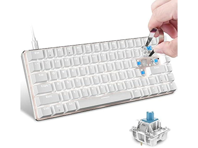 60% Mechanical Gaming Keyboard,Hot Swappable Compact 82 Keys Wired Mechanical Keyboard with White LED Backlit,Detachable Type-C Cable,Ergonomic...