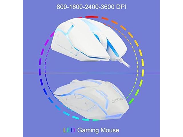 CHONCHOW Gaming Keyboard and Mouse White,LED Backlit 87key Wired Small Keyboard and Mouse 3600DPI 19 Anti-Ghosting Waterproof Compatible with...