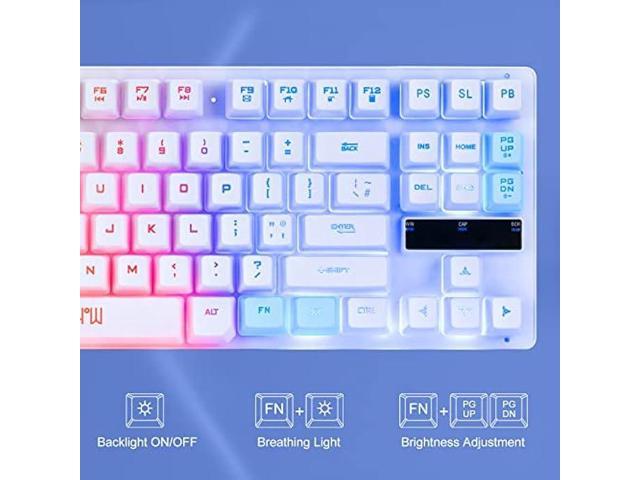 CHONCHOW Gaming Keyboard and Mouse White,LED Backlit 87key Wired Small Keyboard and Mouse 3600DPI 19 Anti-Ghosting Waterproof Compatible with...