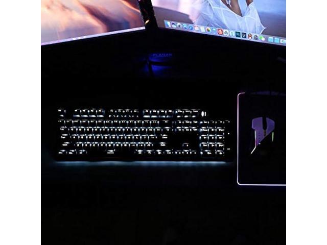 Qisan Mechanical Gaming Keyboard Full Size 104 Keys US Layout Wired Blue Switch Backlit Keyboard with Black & Grey Color