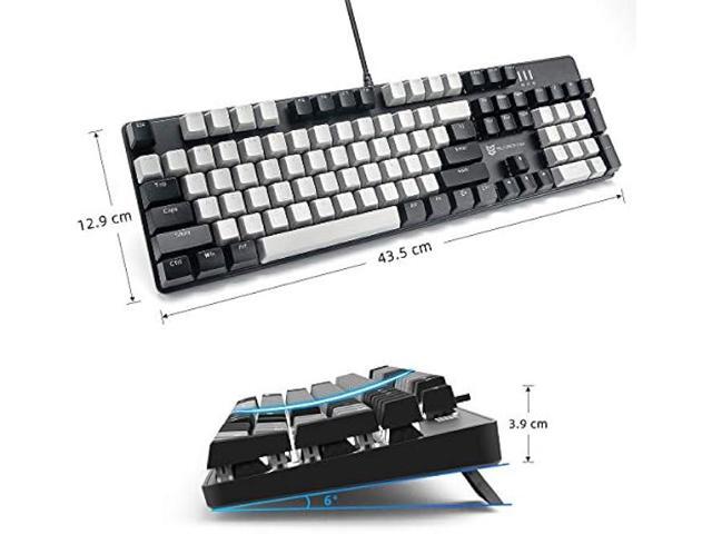 Qisan Mechanical Gaming Keyboard Full Size 104 Keys US Layout Wired Blue Switch Backlit Keyboard with Black & Grey Color
