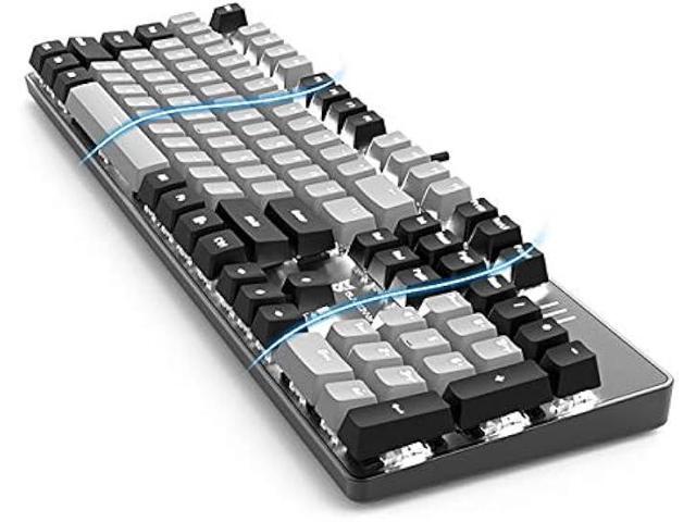 Qisan Mechanical Gaming Keyboard Full Size 104 Keys US Layout Wired Blue Switch Backlit Keyboard with Black & Grey Color