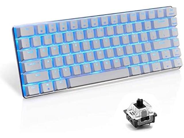 LexonElec Wired Gaming Keyboard AK33 Blue LED Backlit 82 Keys USB Mechanical Pro Gamer Keypad for Office Typists Playing Games (Black Switch,White)