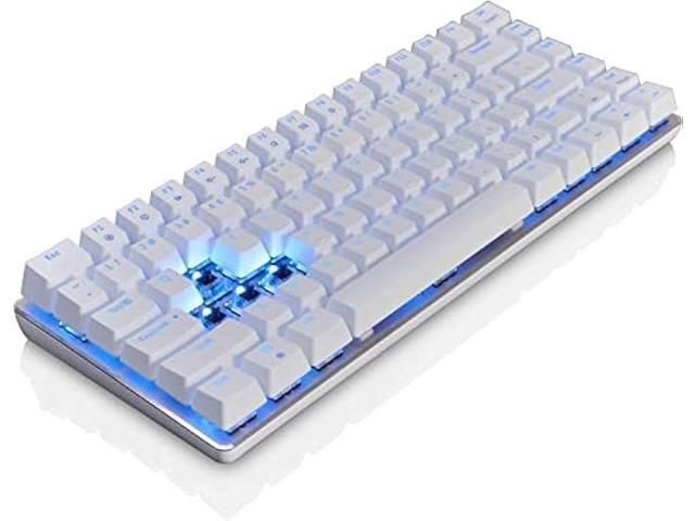 LexonElec Wired Gaming Keyboard AK33 Blue LED Backlit 82 Keys USB Mechanical Pro Gamer Keypad for Office Typists Playing Games (Black Switch,White)