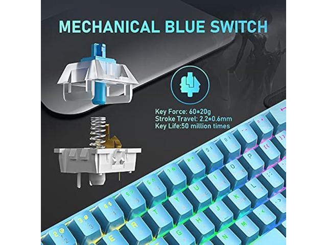 60% Compact Wired Mechanical Gaming Keyboard, Blue Switches, Rainbow LED Backlight, Tenkeyless, Programmable Macros, RGB Mouse 6400 DPI RGB Wired...