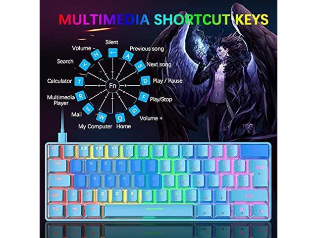 60% Compact Wired Mechanical Gaming Keyboard, Blue Switches, Rainbow LED Backlight, Tenkeyless, Programmable Macros, RGB Mouse 6400 DPI RGB Wired...