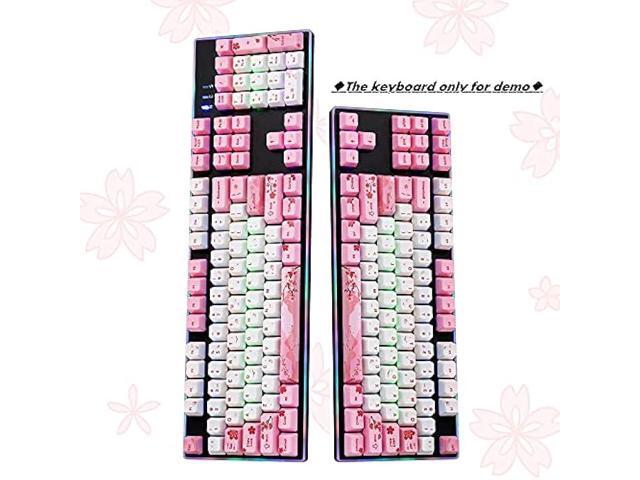 GTSP 104 Sakura Keycaps Cute Japanese Custom Gaming keycap Set of Dye-Sub OEM Profile for Cherry Mx Gateron Kailh Switch 87/104 60% Mechanical...