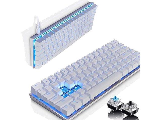 LexonElec Wired Gaming Keyboard AK33 Blue LED Backlit 82 Keys USB Mechanical Pro Gamer Keypad for Office Typists Playing Games (Black Switch,White)
