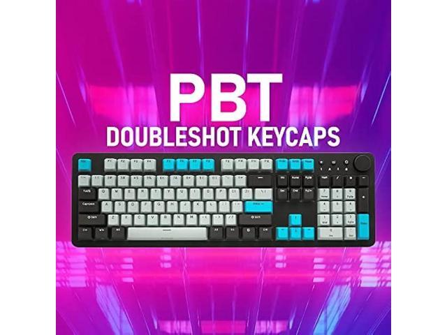 i-rocks K73M Mechanical Gaming Keyboard with Media Control Knob, 107 Keys, PBT Keycaps, Multimedia Hotkeys, Detachable USB-C Cable (Cherry MX Brown...