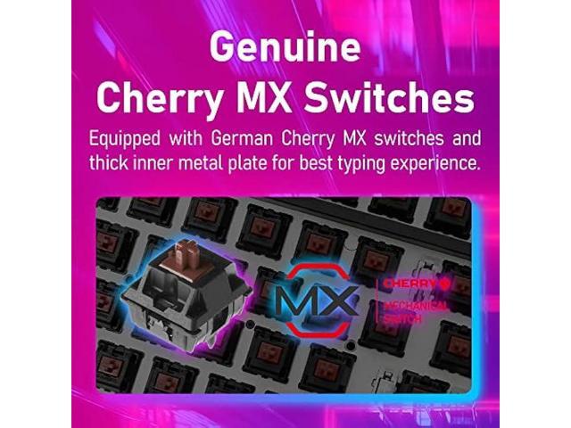 i-rocks K73M Mechanical Gaming Keyboard with Media Control Knob, 107 Keys, PBT Keycaps, Multimedia Hotkeys, Detachable USB-C Cable (Cherry MX Brown...