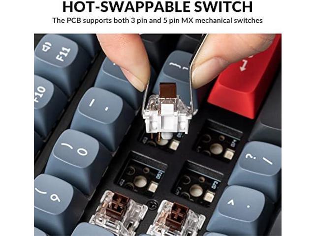 Keychron V6 Wired Custom Mechanical Keyboard Knob Version, Full-Size QMK/VIA Programmable with Hot-swappable Keychron K Pro Blue Switch Compatible...