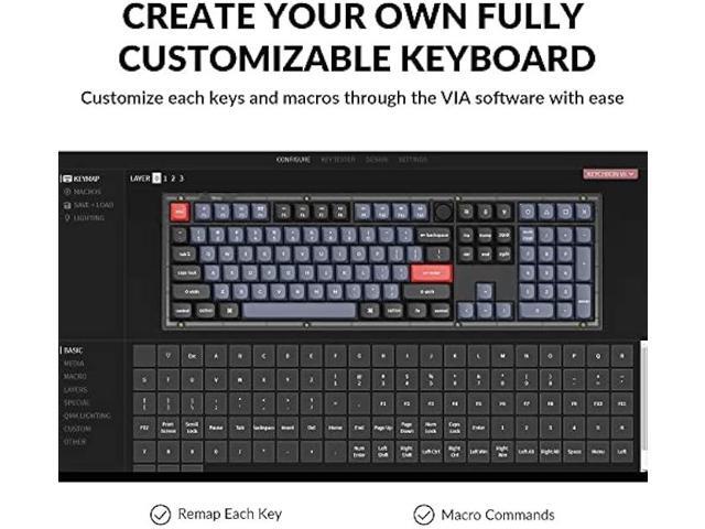 Keychron V6 Wired Custom Mechanical Keyboard Knob Version, Full-Size QMK/VIA Programmable with Hot-swappable Keychron K Pro Blue Switch Compatible...