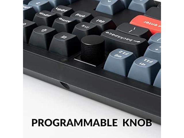 Keychron V6 Wired Custom Mechanical Keyboard Knob Version, Full-Size QMK/VIA Programmable with Hot-swappable Keychron K Pro Blue Switch Compatible...